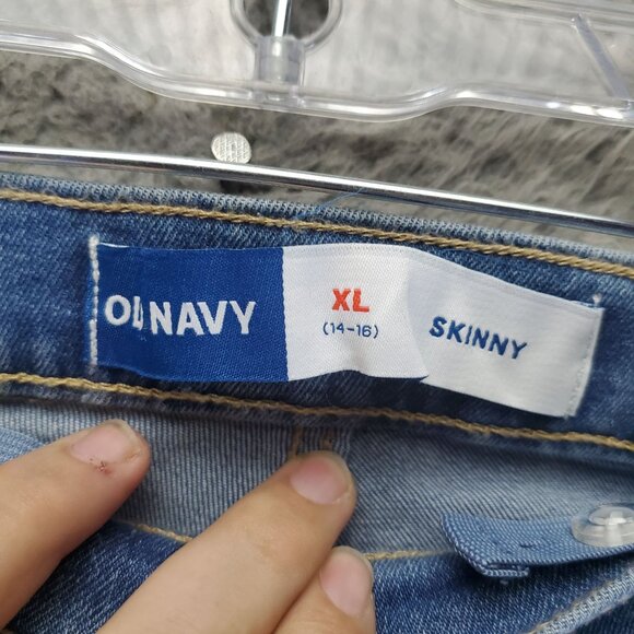 Old Navy Jeans Girls XL Light Blue Skinny Adjustable Waist Stretch Denim *NWT* - Picture 2 of 12